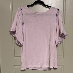 LOFT Soft Pink Eyelet Sleeve Blouse